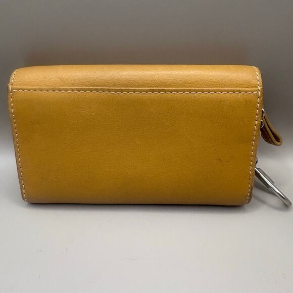 VTG Coach Leatherware Wallet Cardholder Tan Zip Trifold Carabiner  Y2K - Picture 2 of 16